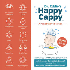 Happy Cappy pump dispenser enables easy, gentle application.
