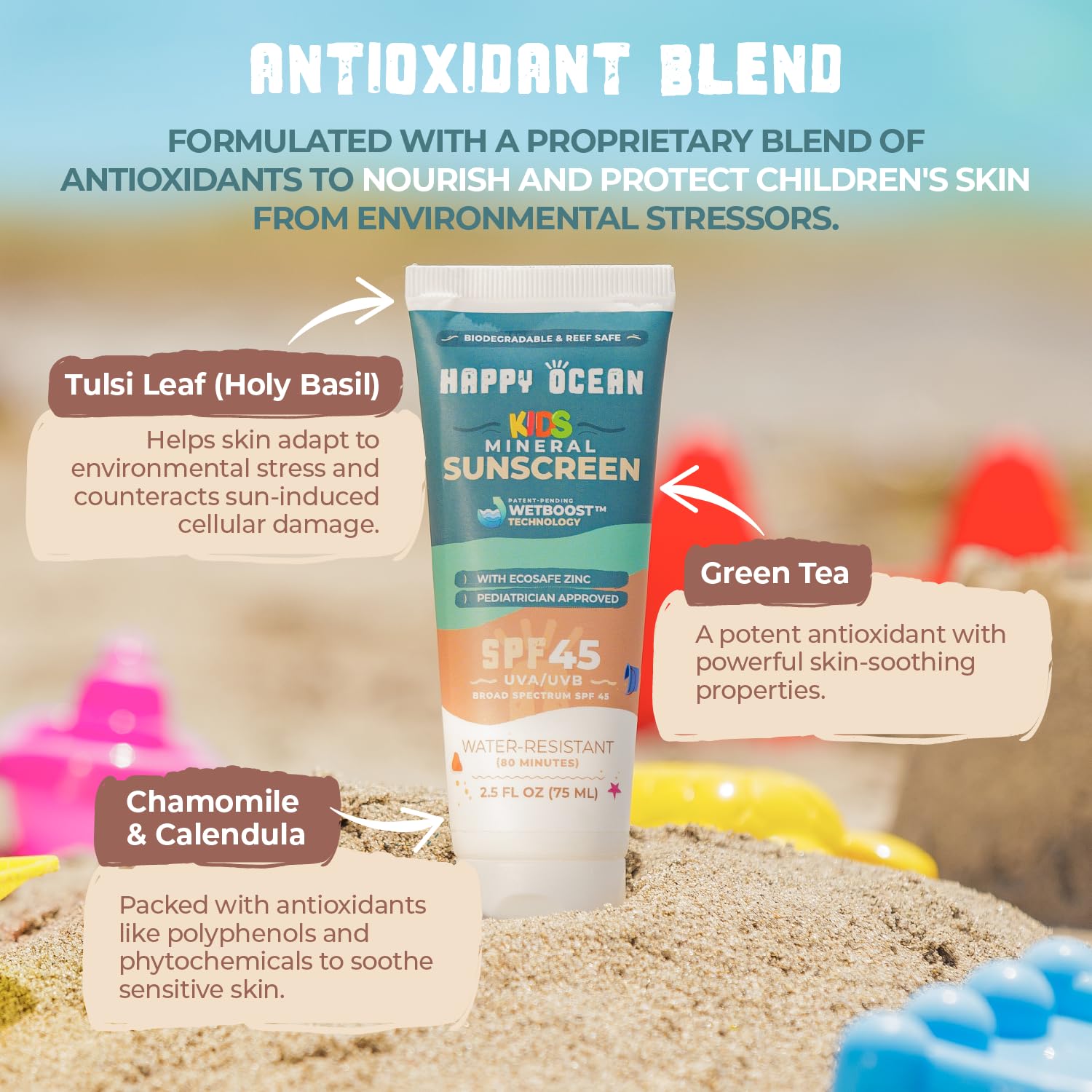 Minimalist bottle with non-greasy, sensitive-skin friendly formula.