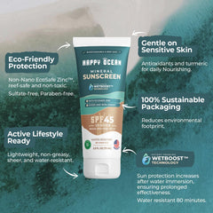 Happy Ocean SPF 45 reef safe packaging in sugarcane resin