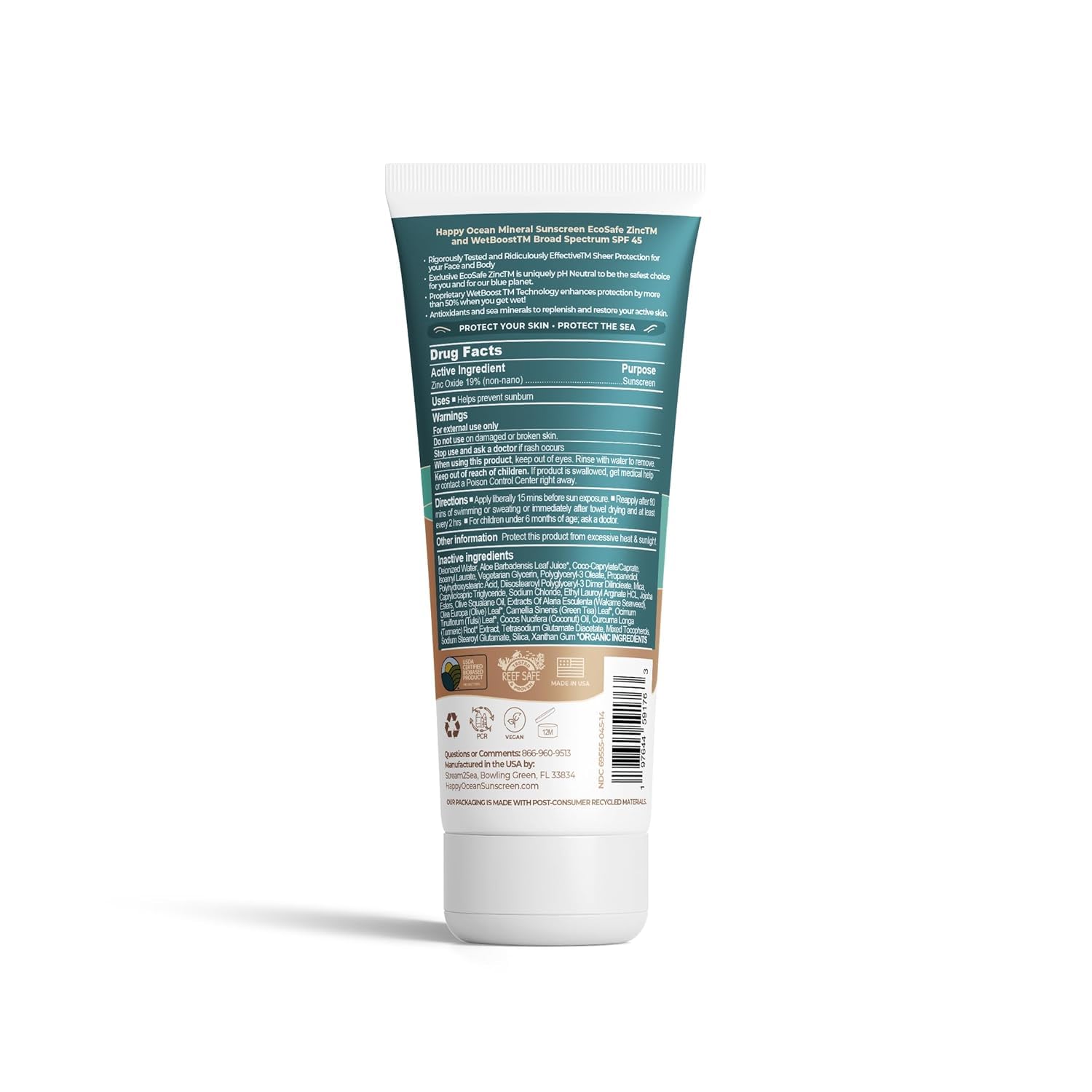 Happy Ocean SPF 45 travel size in a bag for on the go