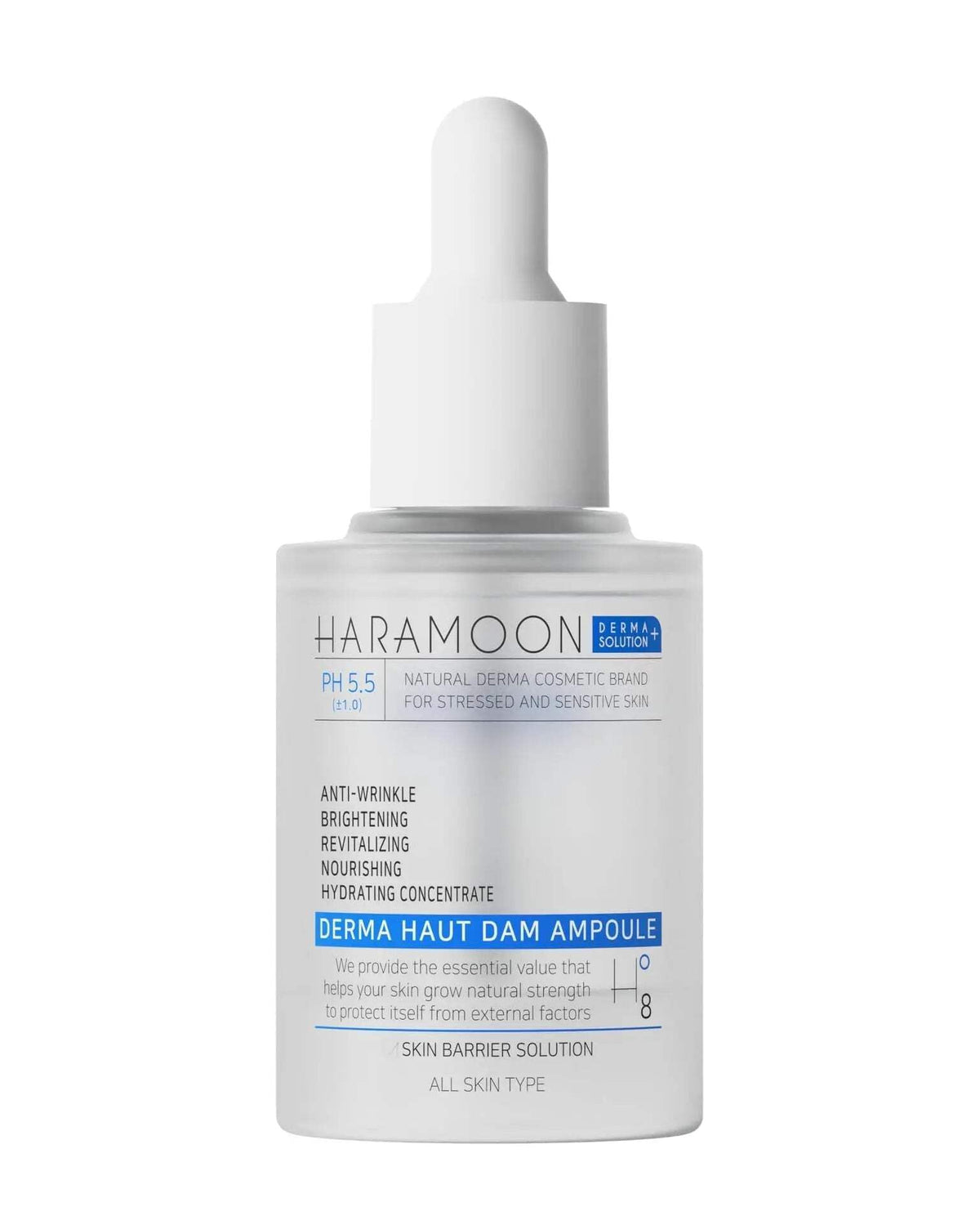 HARAMOON Hydrating Ampoule bottle close-up showing sleek packaging and hydrating skin benefits