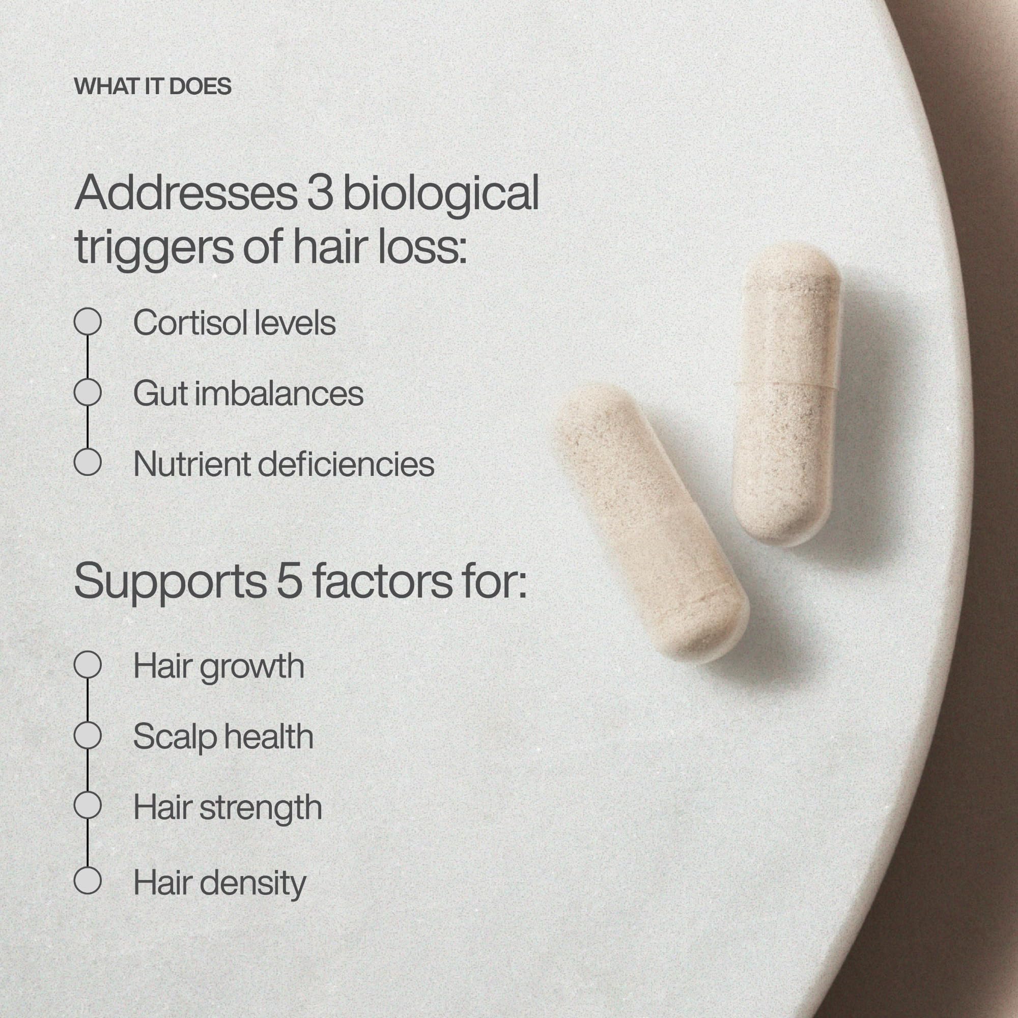 Harklinikken Hair Supplement label highlighting vegan, drug-free formulation