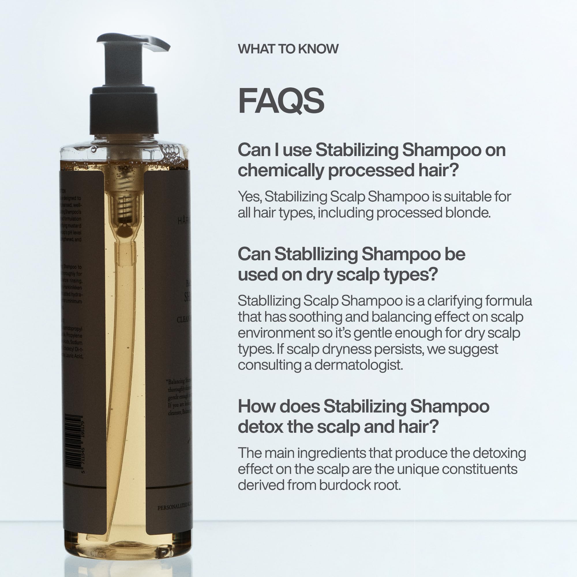 Harklinikken Stabilizing Scalp Shampoo being applied to wet hair for thorough cleansing