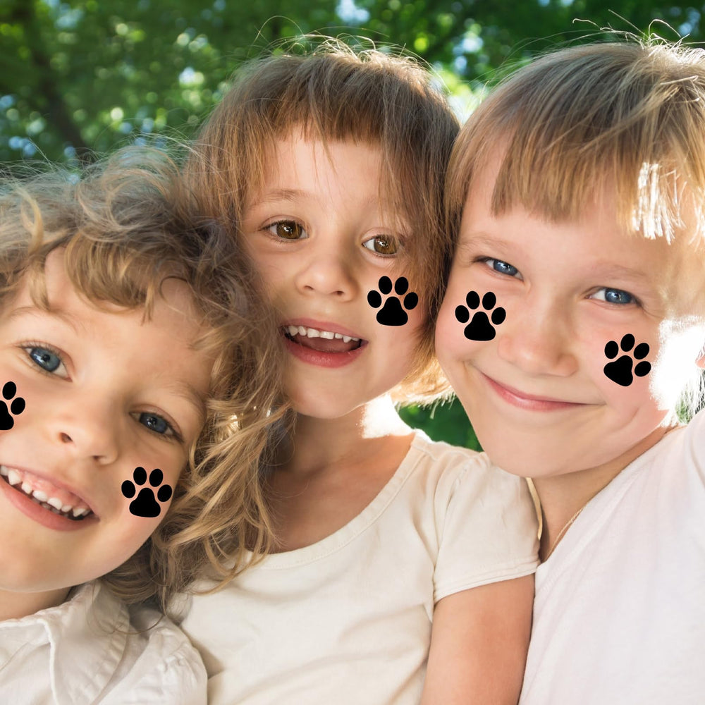 Easy apply Harloon paw print tattoos — wet application steps
