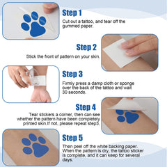 Harloon paw print tattoos applied on skin for quick style