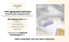 HARP niacinamide bar detail highlighting barrier support and even tone use