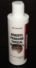 Harris Pharmaceuticals benzoyl peroxide 10% acne wash bottle front view for clear skin