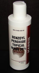 Harris Pharmaceuticals benzoyl peroxide 10% acne wash label detail for acne care