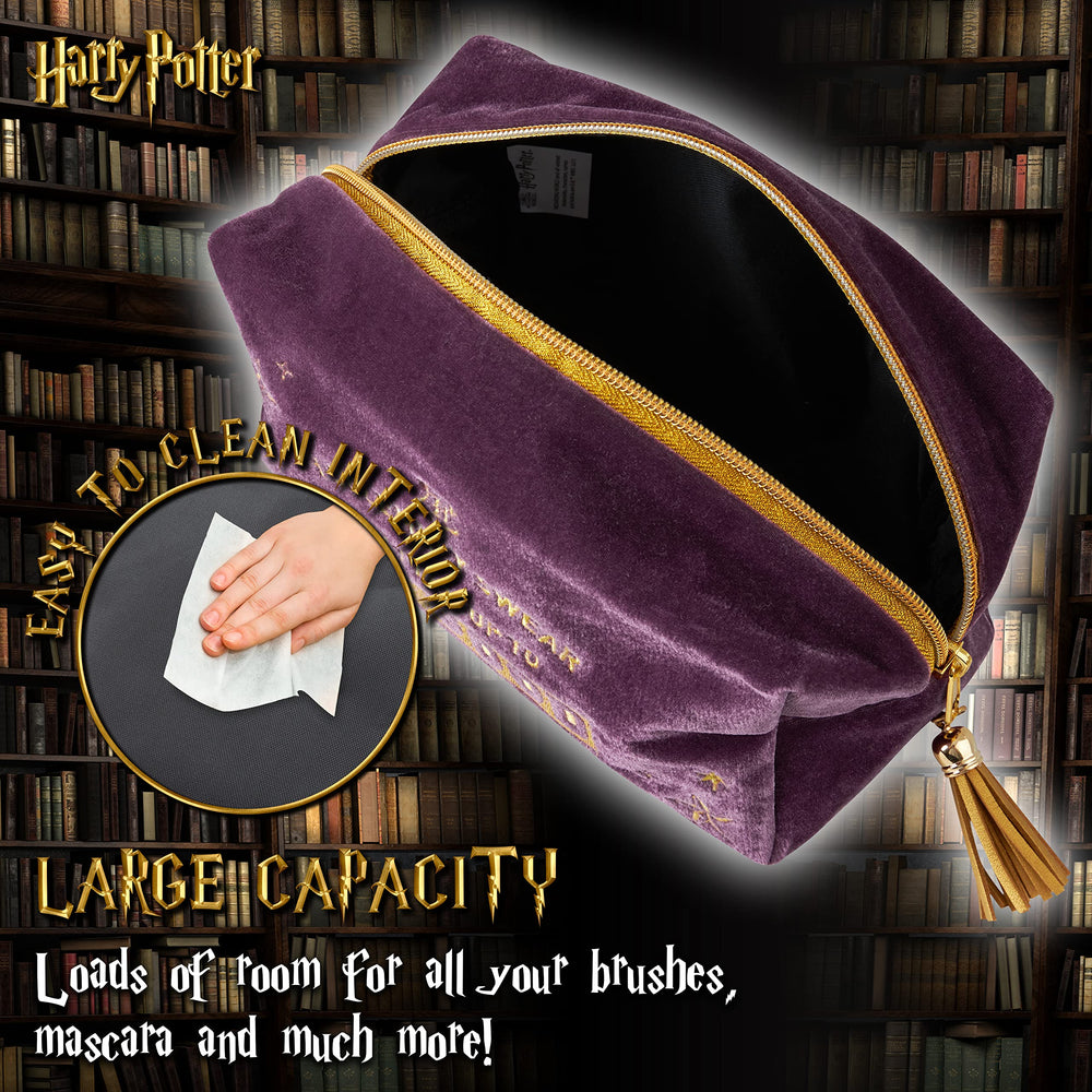 Harry Potter velvet makeup bag purple color adds chic, discreet daily carry.
