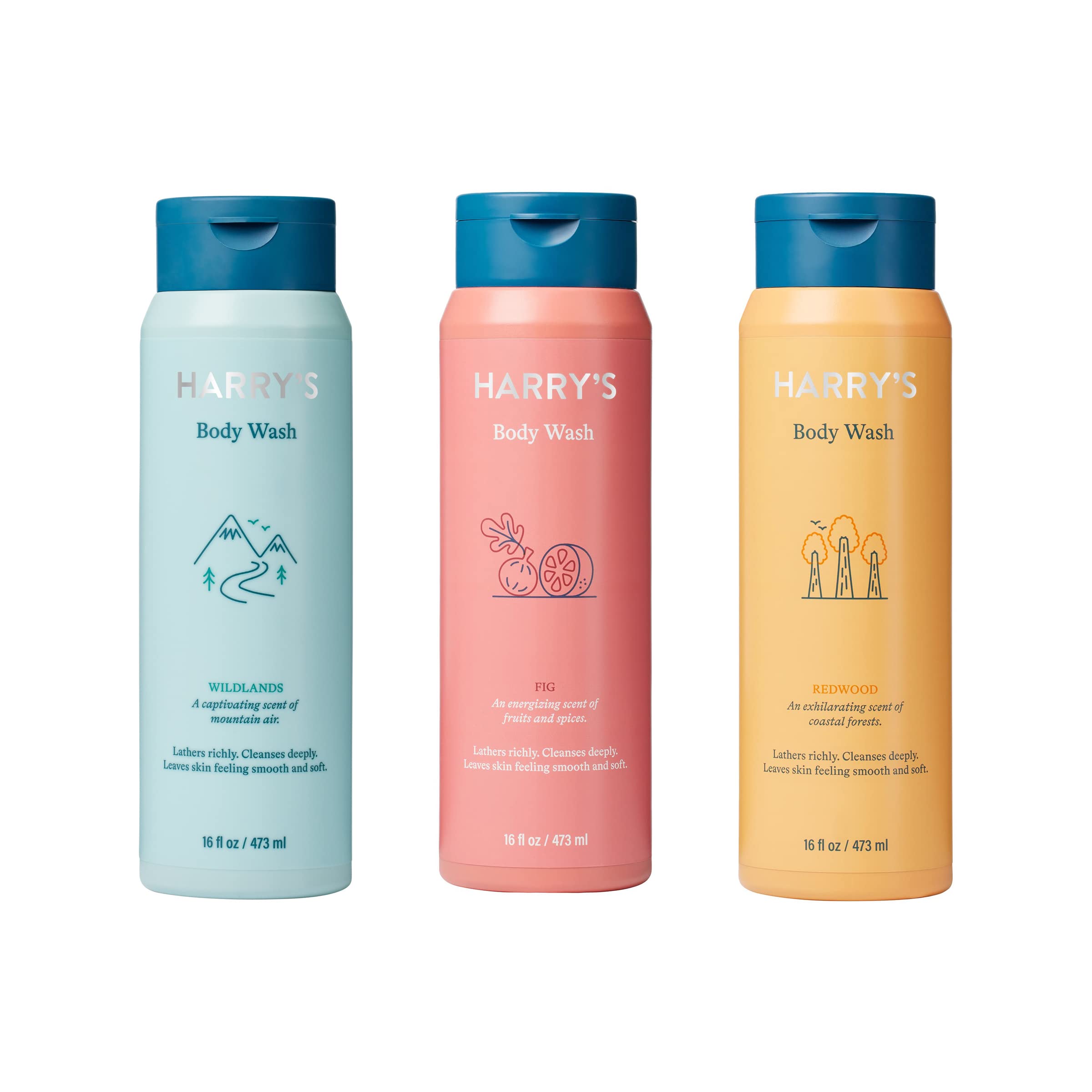 Harry's men's body wash fig bottle with rich lather for a refreshed start.