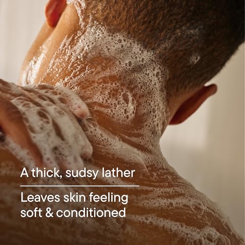 Harry's Stone body wash with rich lather demonstrates creamy bubbles and smooth, conditioned skin.