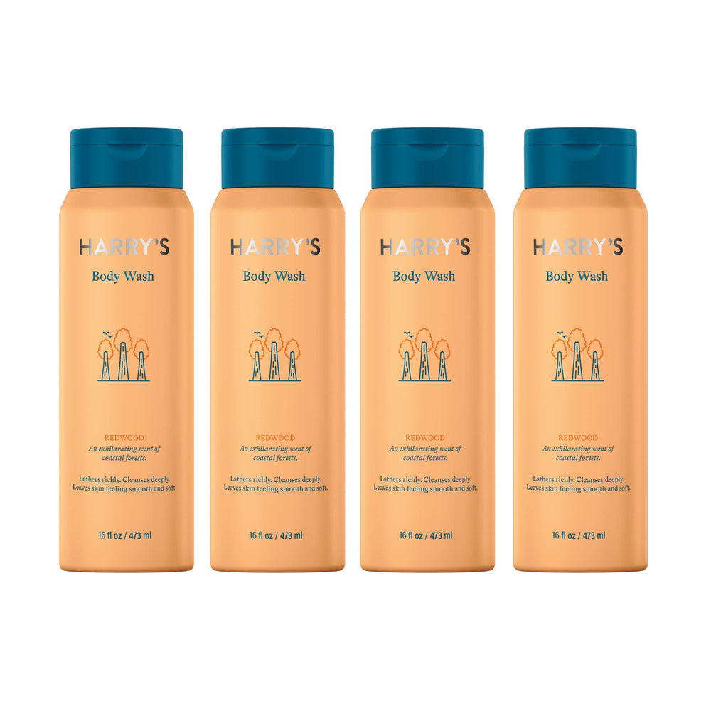 Harry's Redwood body wash bottle front with a masculine scent for daily showers.