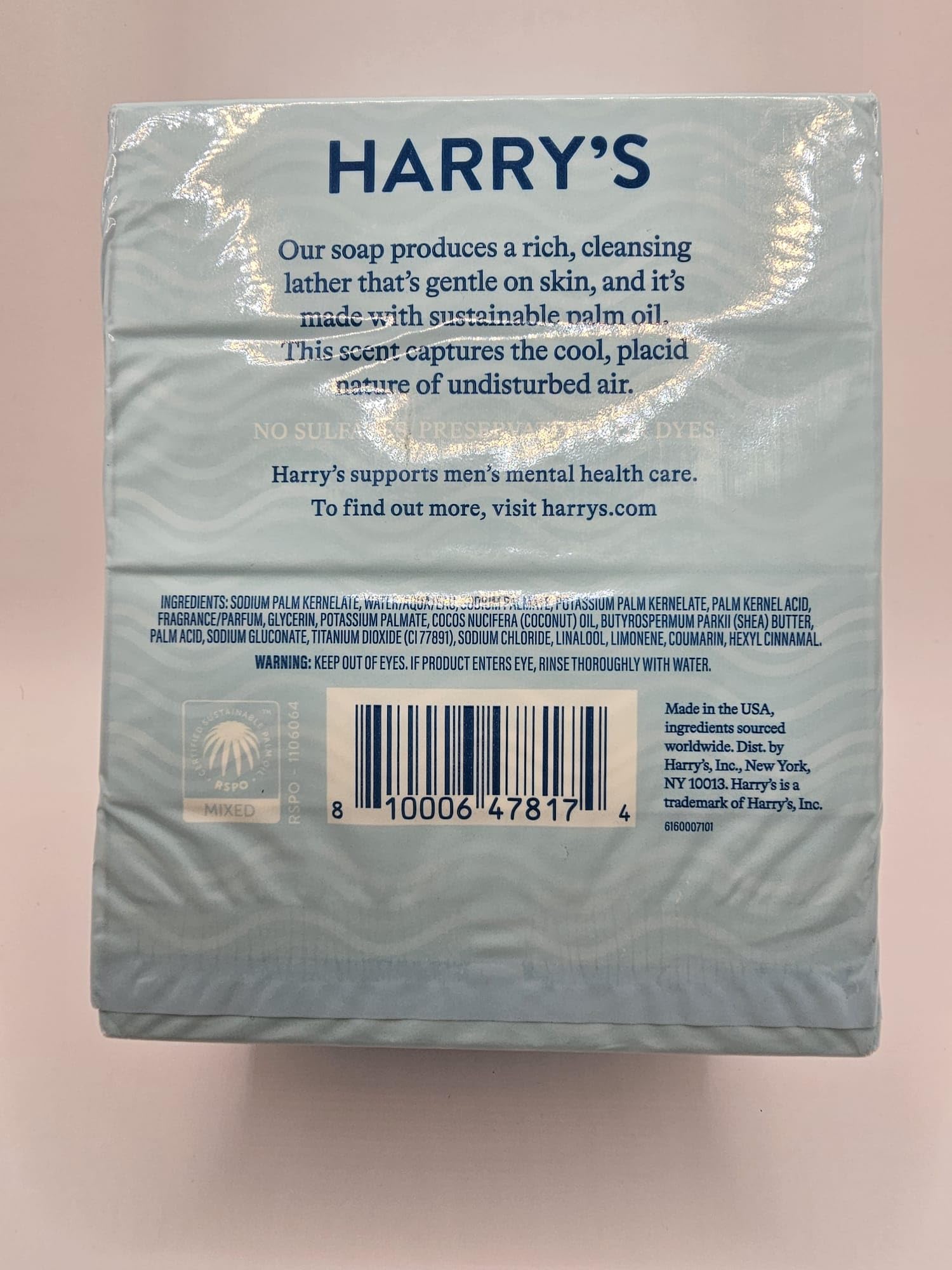 Lather forming with Harry's Wildlands bar soap for a refreshing cleanse.