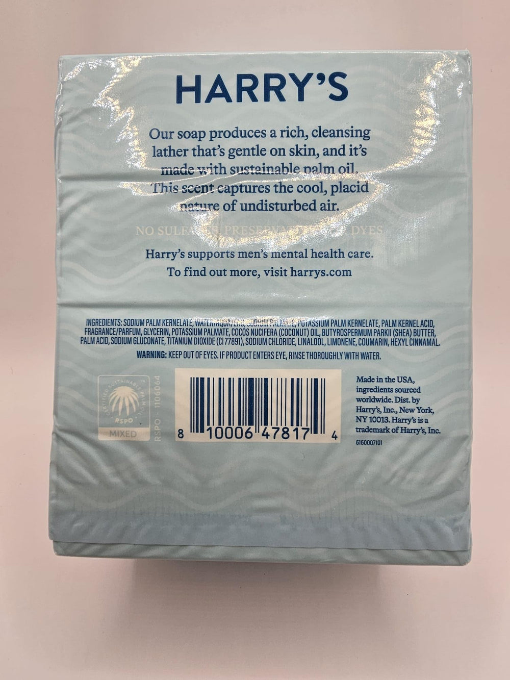 Lather forming with Harry's Wildlands bar soap for a refreshing cleanse.
