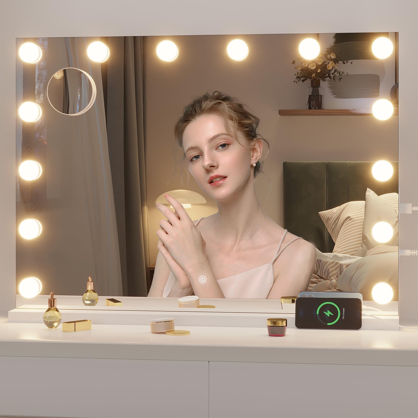 Hasipu vanity mirror uses tempered glass for clear reflection.