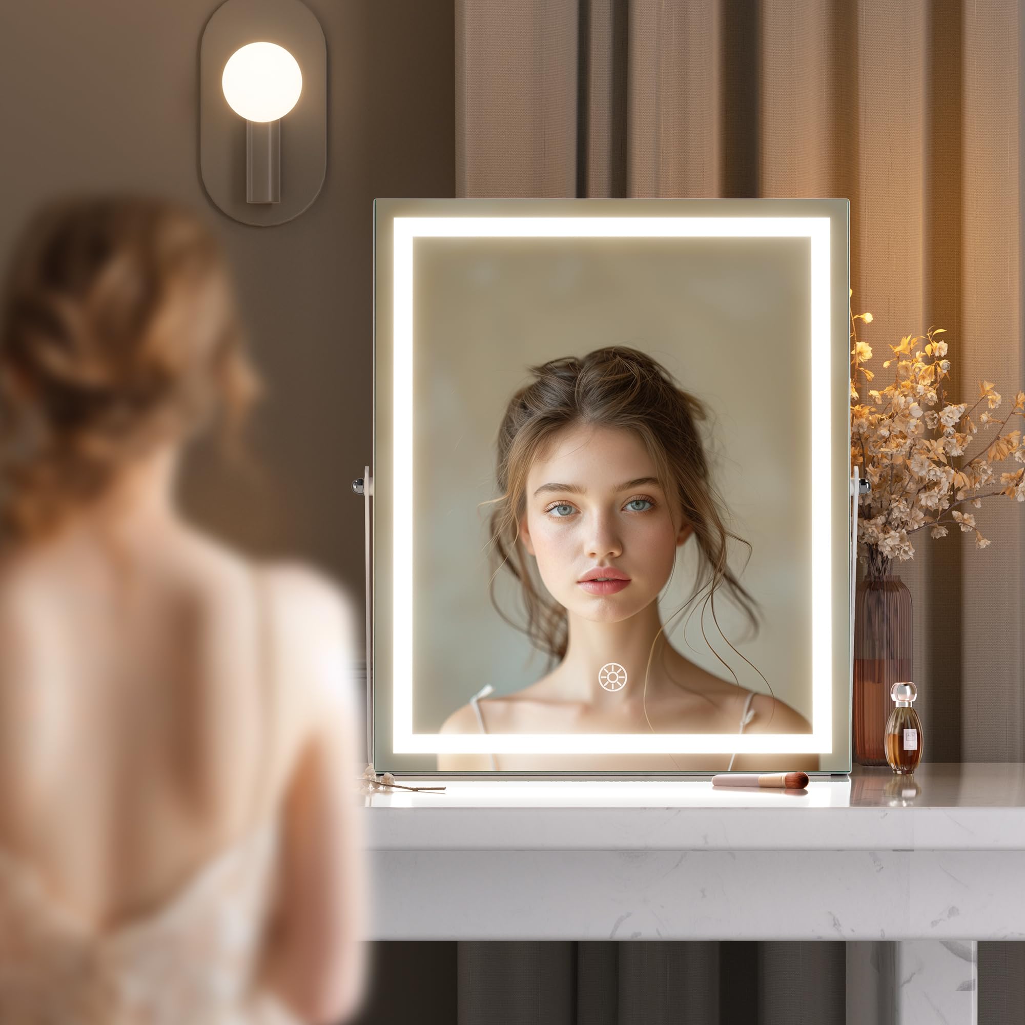 Hasipu white finish vanity mirror complements any dressing space