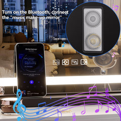 Hasipu vanity mirror with Bluetooth speaker enabling hands-free calls during routines.