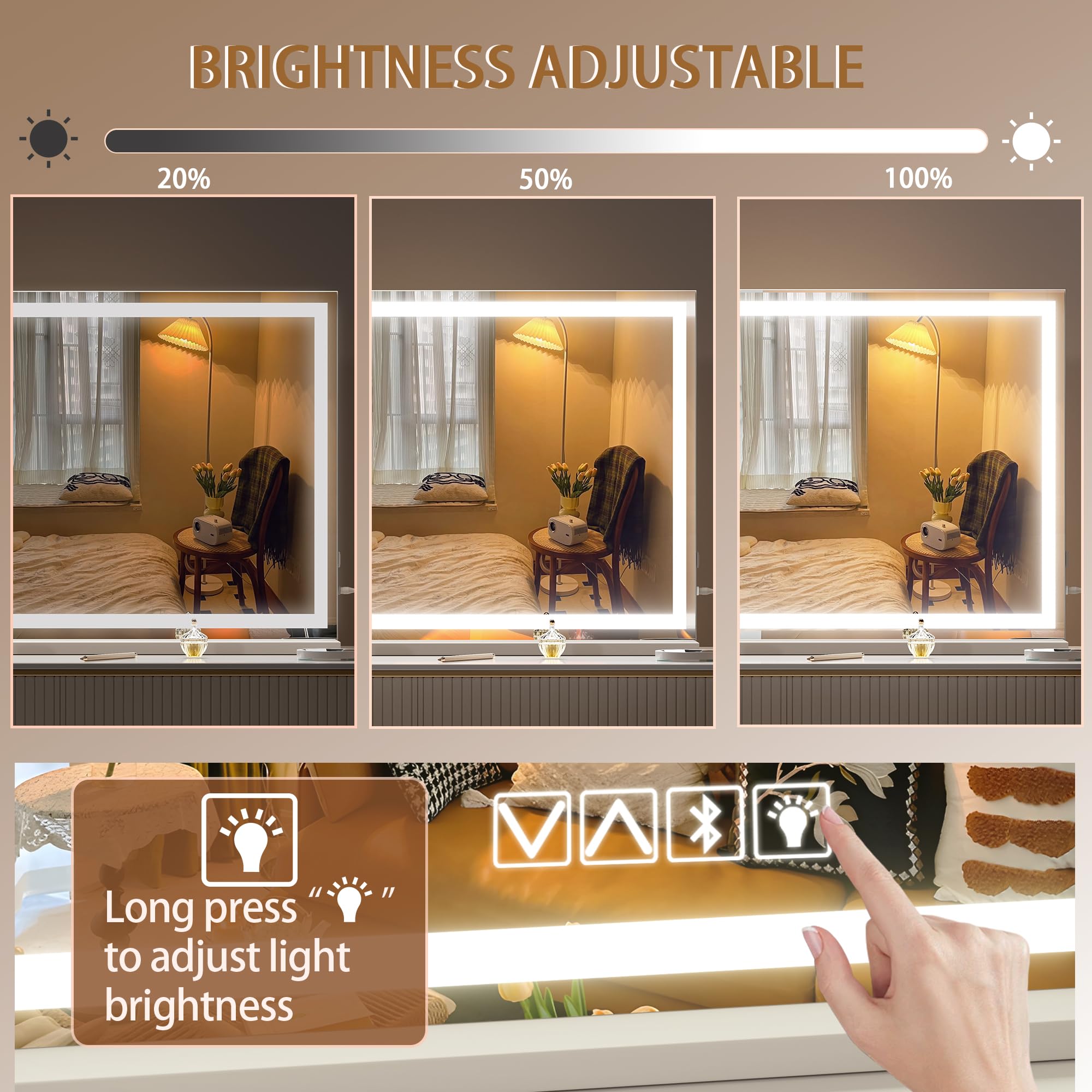 Hasipu vanity mirror detachable base supports wall mounting or tabletop use