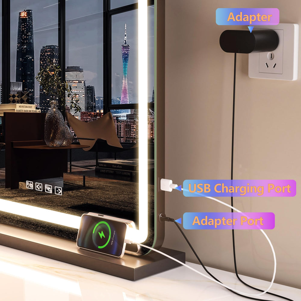 Hasipu vanity mirror detachable base supports wall or tabletop mounting.