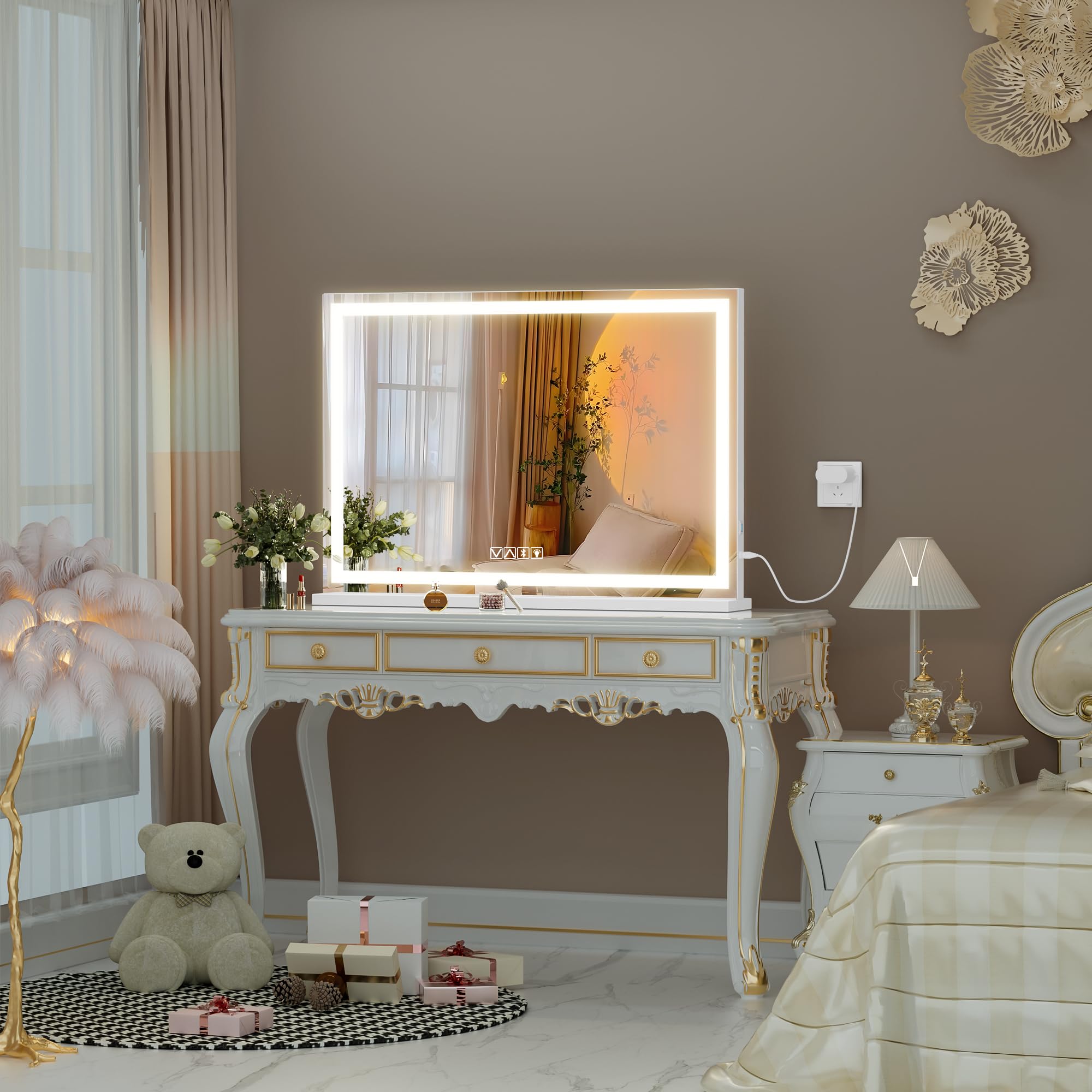 Hasipu vanity mirror expansive 47 x 29.5 inch surface for more space