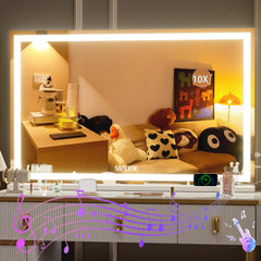 Hasipu vanity mirror with lights and Bluetooth speaker for makeup sessions