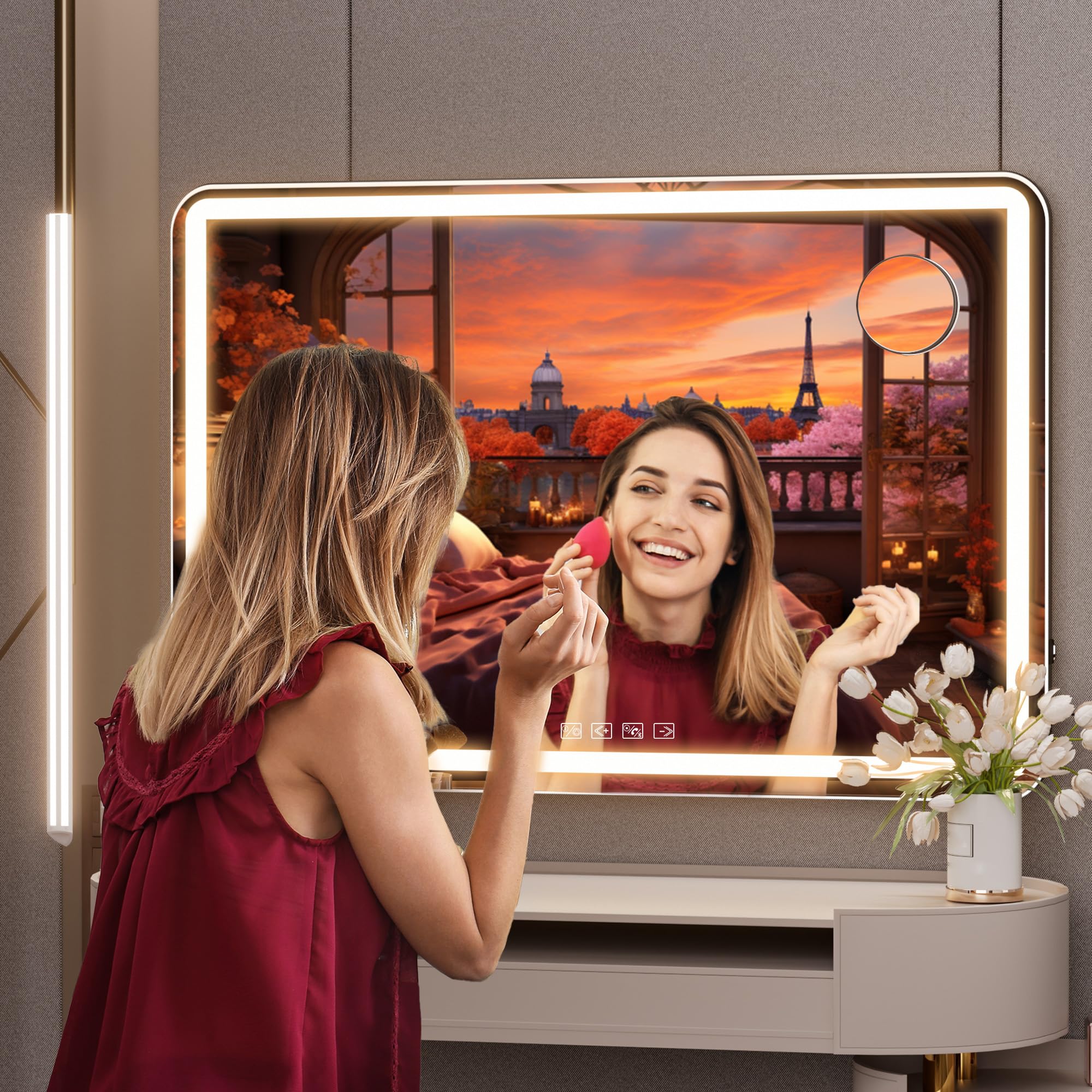 Hasipu vanity mirror memory function recalls your last brightness setting.