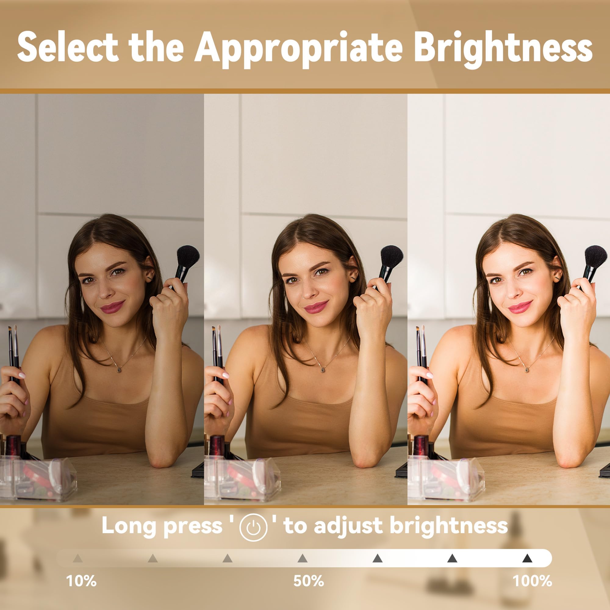 Hasipu vanity mirror with USB-C and USB ports for charging devices