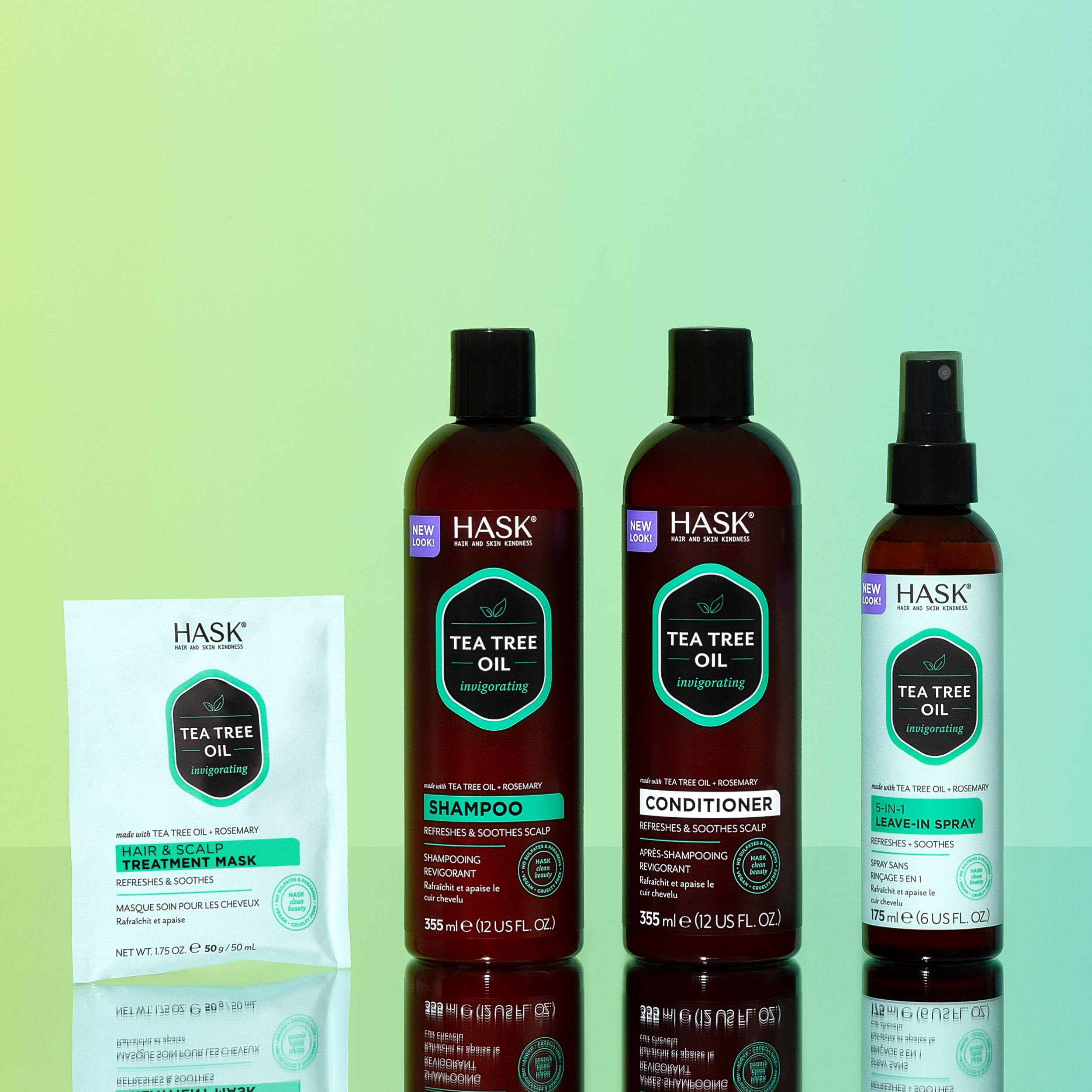 HASK all hair types kit displayed for at-home styling routine.