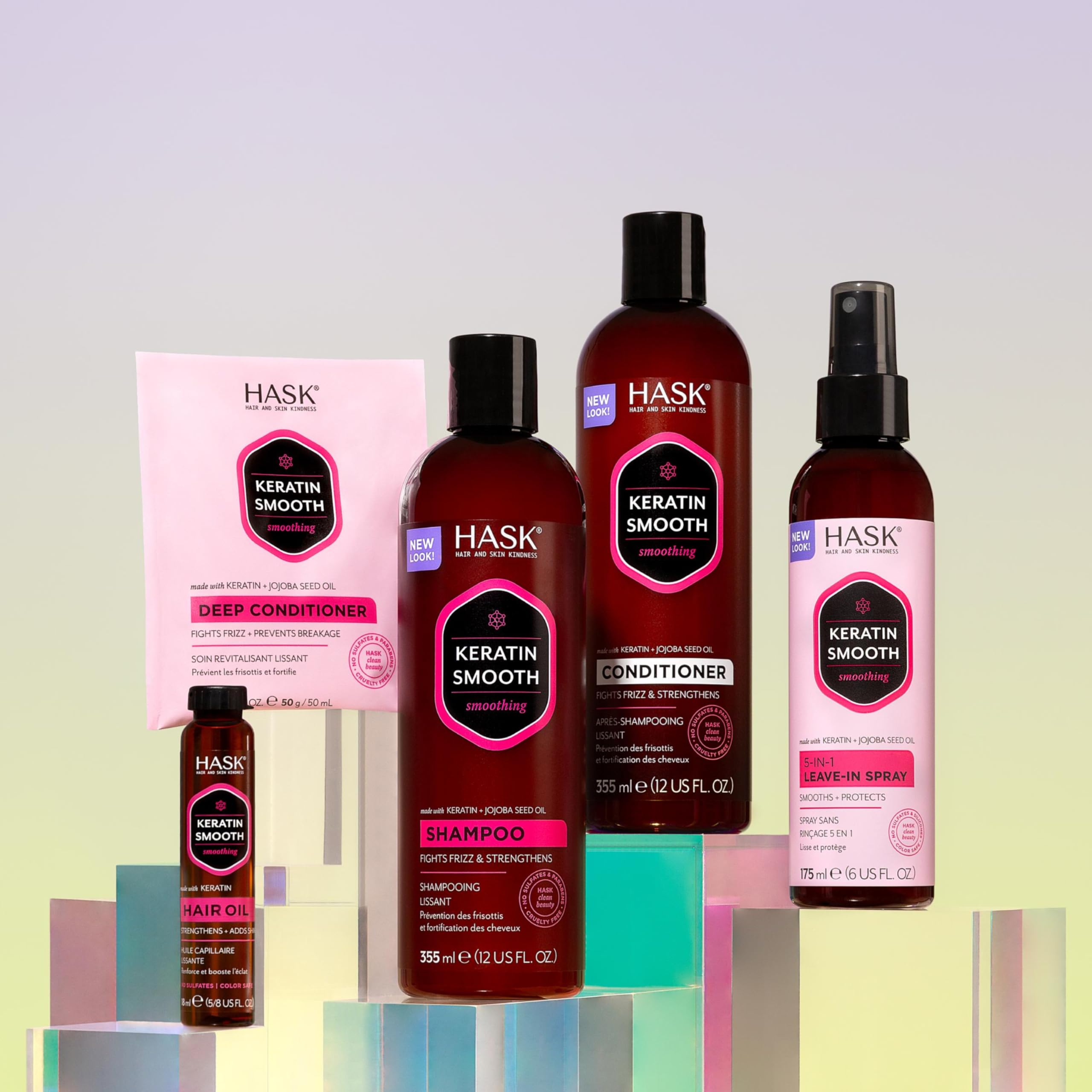HASK sample hair after use shows soft, manageable strands.