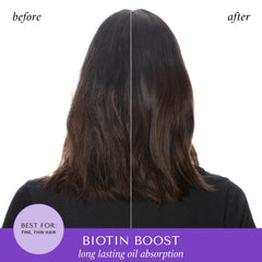 HASK Biotin Boost thickening dry shampoo application spray demonstrates quick root refresh