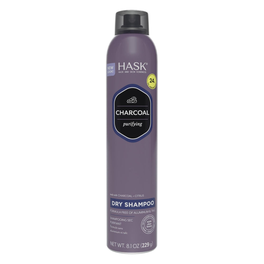 HASK Charcoal Purifying Dry Shampoo bottle front for oil absorption and refresh
