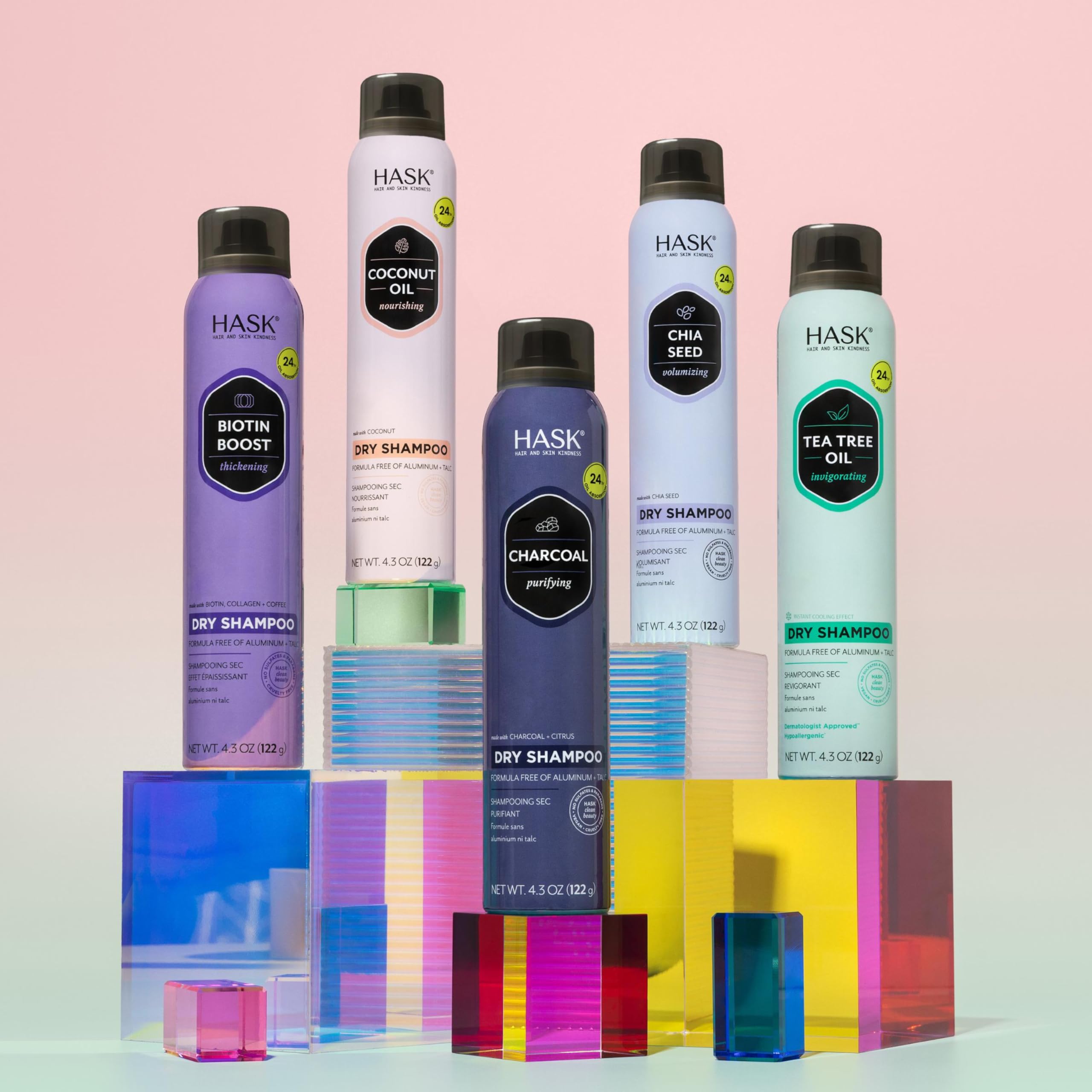HASK Charcoal Purifying Dry Shampoo free-formula label highlights absence of sulfates