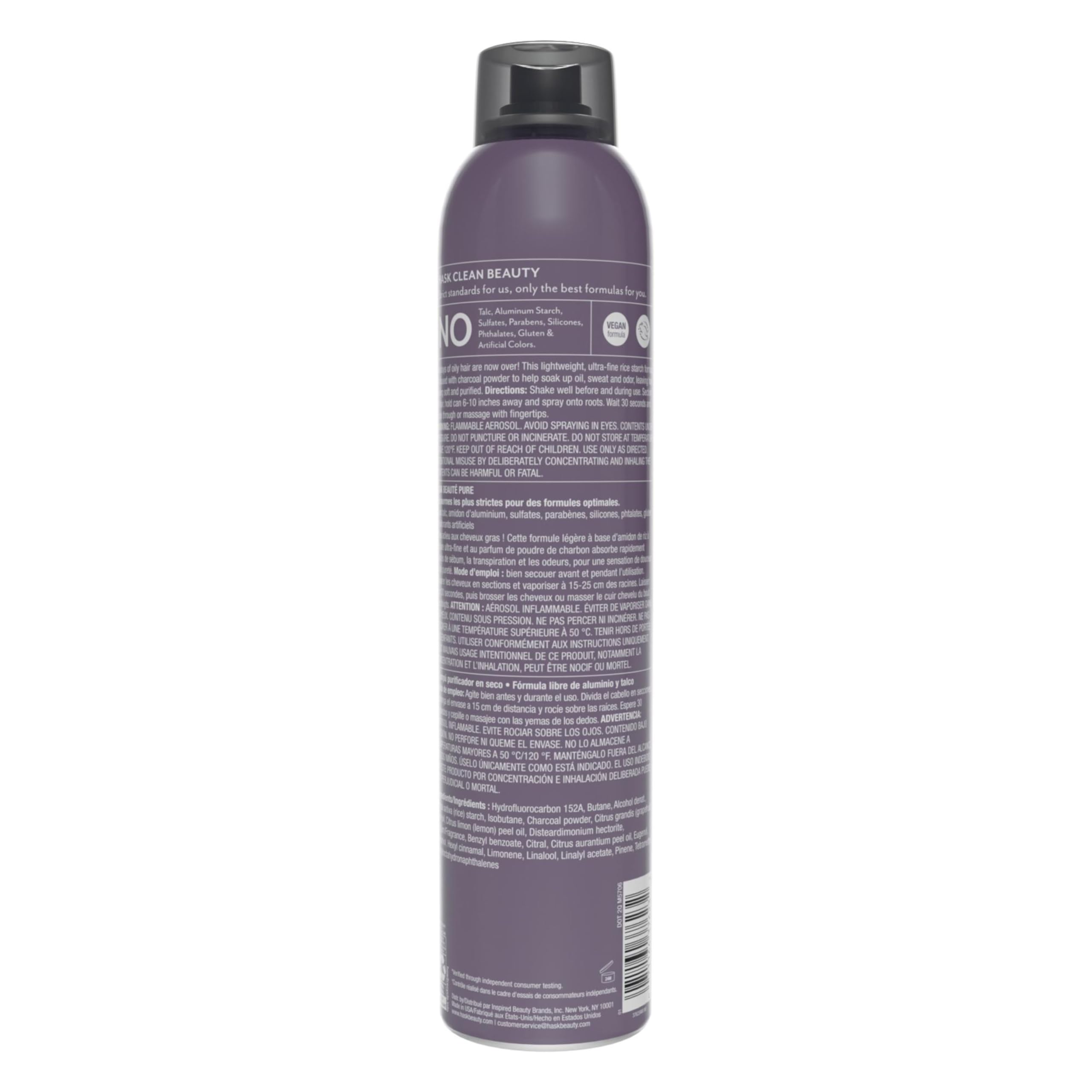 HASK Charcoal Purifying Dry Shampoo streak-free finish on styled hair