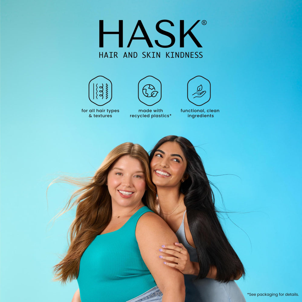 HASK chia seed dry shampoo cruelty-free formula on label.