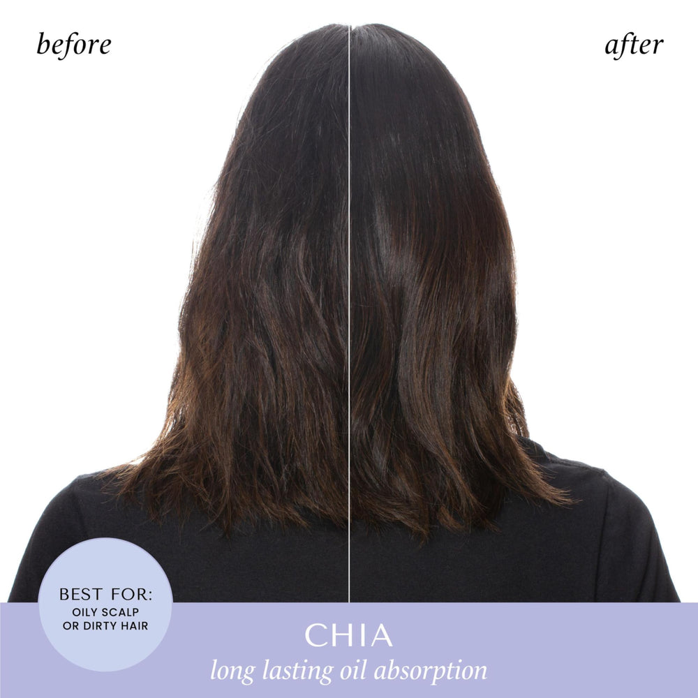 HASK chia seed dry shampoo spray from roots to refresh and absorb oil.