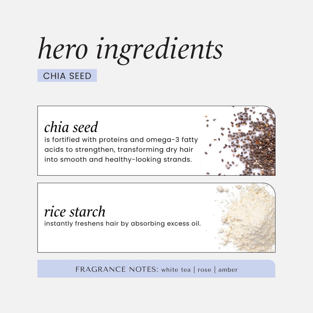 HASK chia seed dry shampoo waiting 30 seconds for optimal oil absorption.
