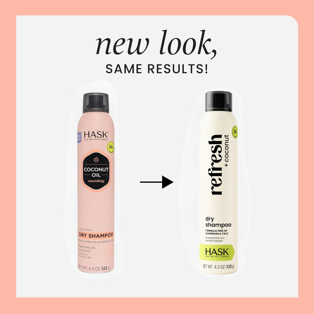 HASK coconut oil nourishing dry shampoo spray-action demonstrates easy application.