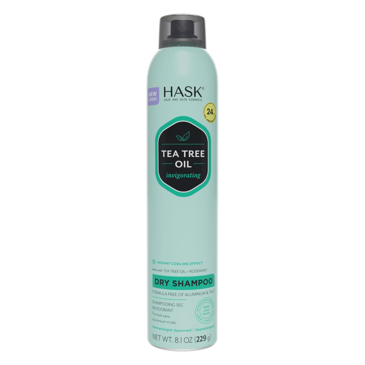 HASK Tea Tree Invigorating Dry Shampoo applying at roots to refresh hair