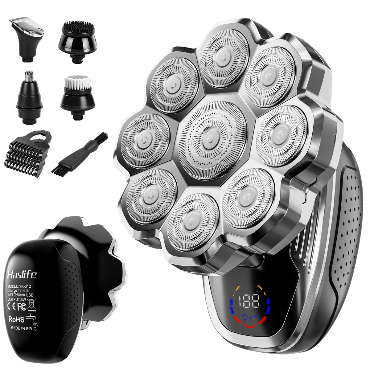 Haslife electric head shaver with 9D floating head for a close, comfortable shave.