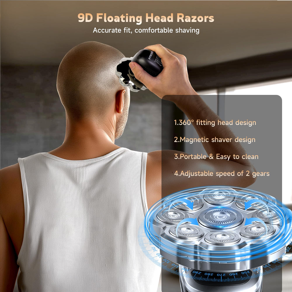 Haslife wet and dry head shaver with IPX6 waterproof rating in use.