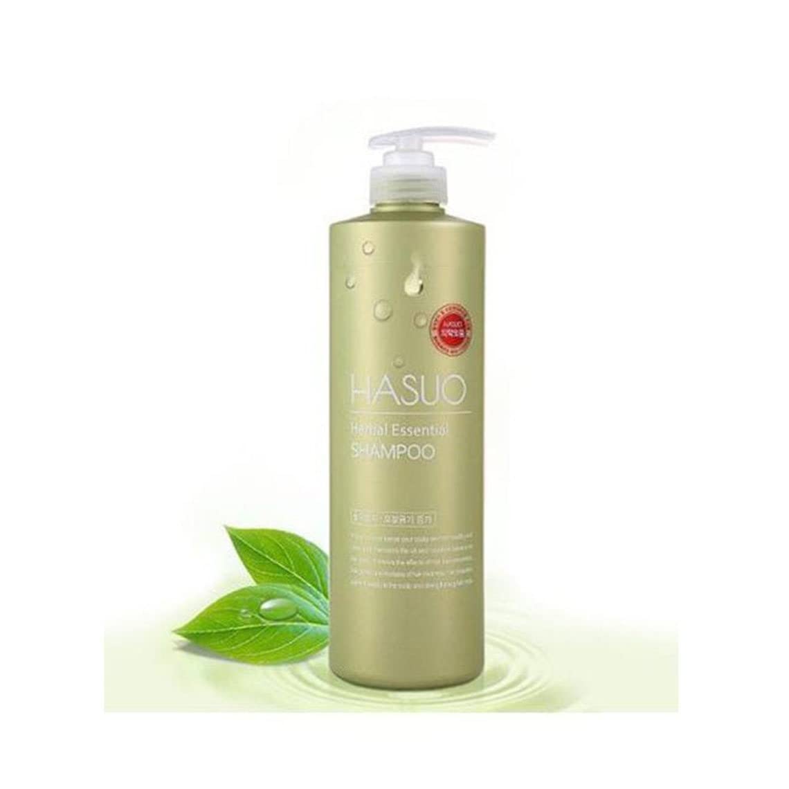 Hasuo Herbal Essential Shampoo bottle, ideal for daily scalp care and cleansing.