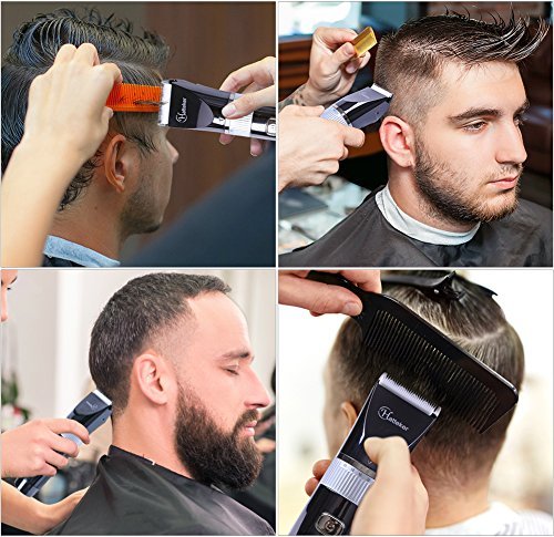 Hatteker Cordless Hair Trimmer Pro beard-styling kit in action for clean lines.