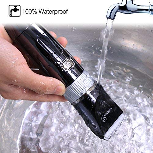 Hatteker Cordless Hair Trimmer Pro waterproof design with rinse-ready blades.