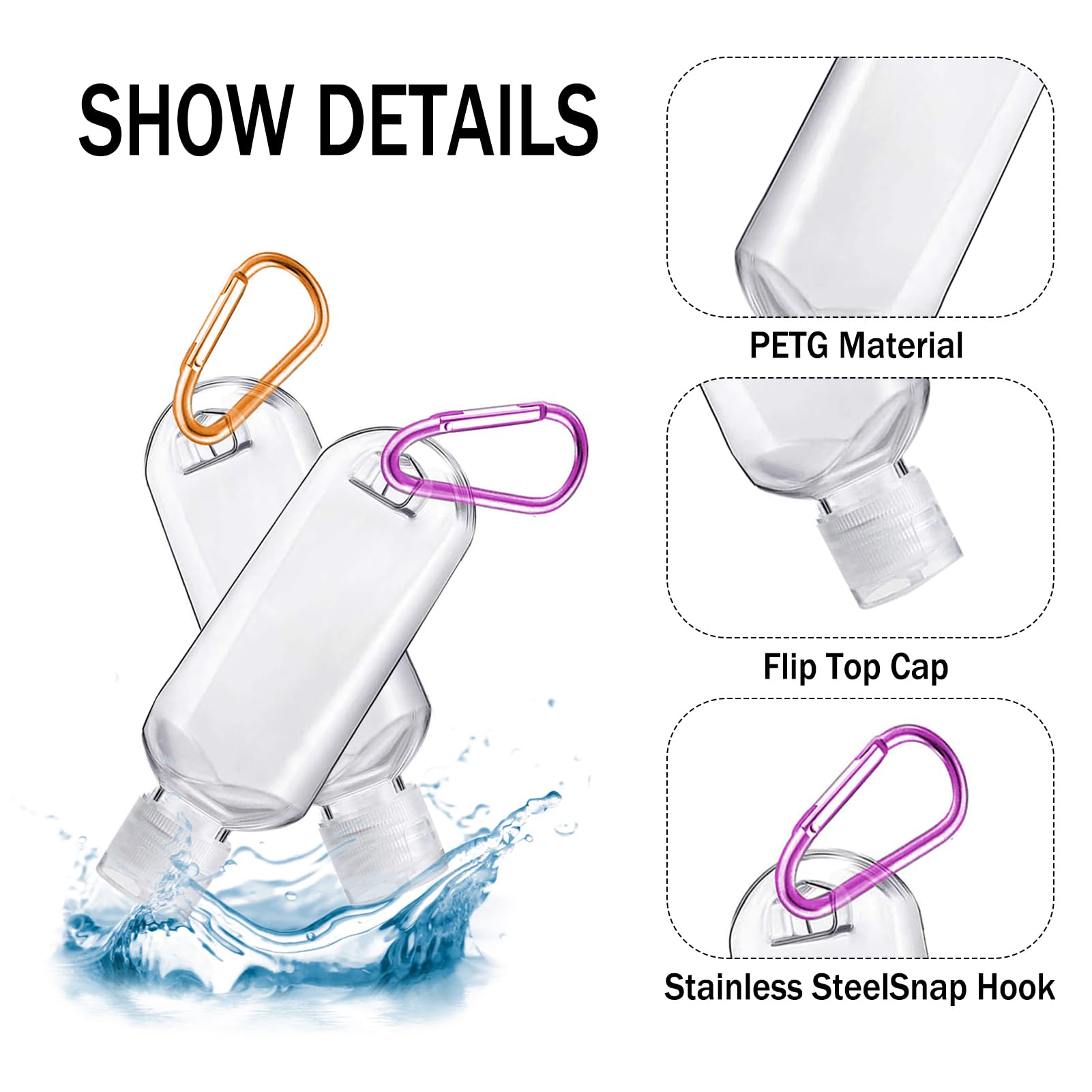 HATTIE bottle with carabiner attachment for easy bag access.