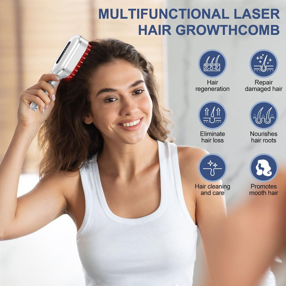 HAUBAT Laser Therapy Hair Growth Comb set with accessories for home use.