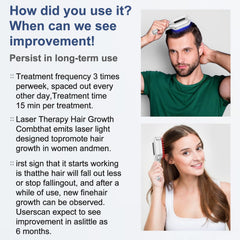 HAUBAT Laser Therapy Hair Growth Comb top view; slim, portable design ideal for travel.
