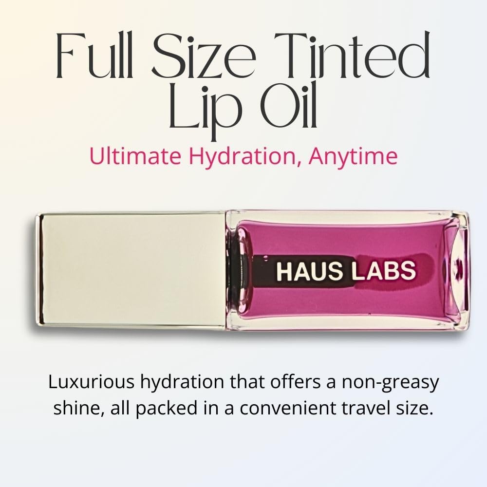 Haus Labs Lip Oil non-sticky shine provides comfortable lip radiance all day.