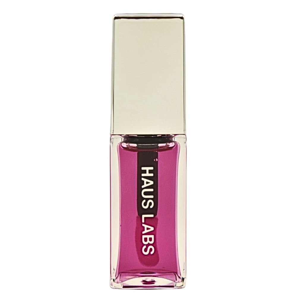 Haus Labs Lip Oil Tint Sheer Pink application for natural glow and non-sticky shine.
