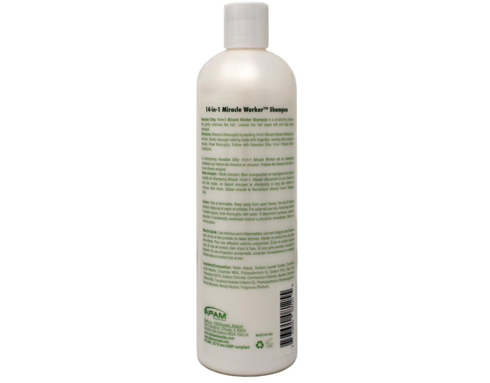 Pouring the 16 oz bottles of Hawaiian Silky Miracle Worker