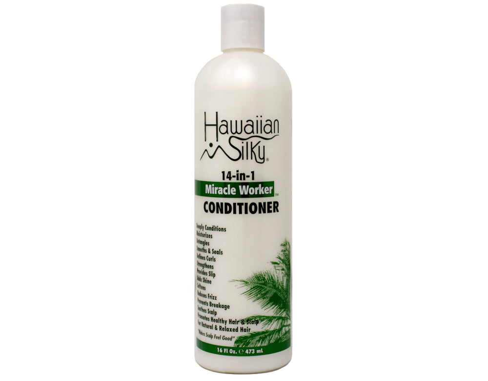 Hawaiian Silky Miracle Worker conditioner bottle for detangling and softness